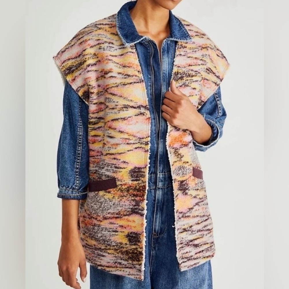 Free People Layer Up Oversized Wool Vest, Size S - Picture 1 of 11